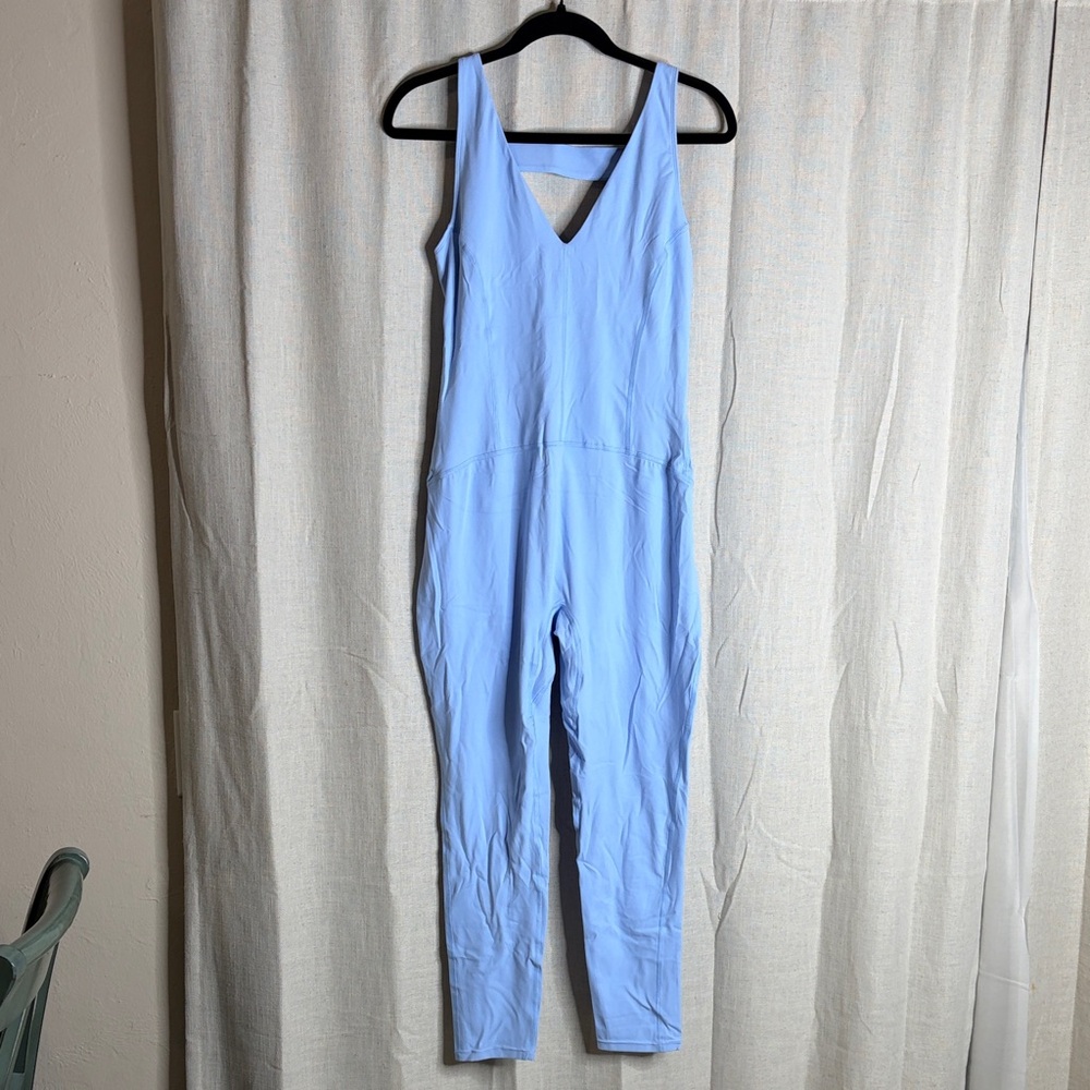FP Movement by Free People Light Blue V‑Neck Jumpsuit
